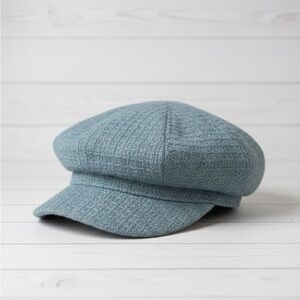 American Eagle Knit Tweed Newsboy Cap Teal Aqua Wool Blend Baker Boy Hat